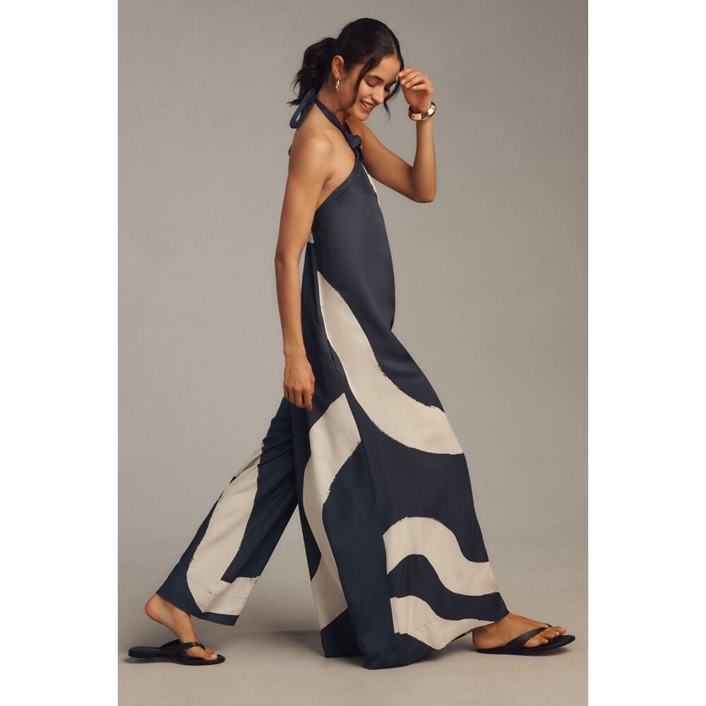 NWT Anthropologie Waistless Tie-Neck Jumpsuit. Size XL. - Picture 4 of 11